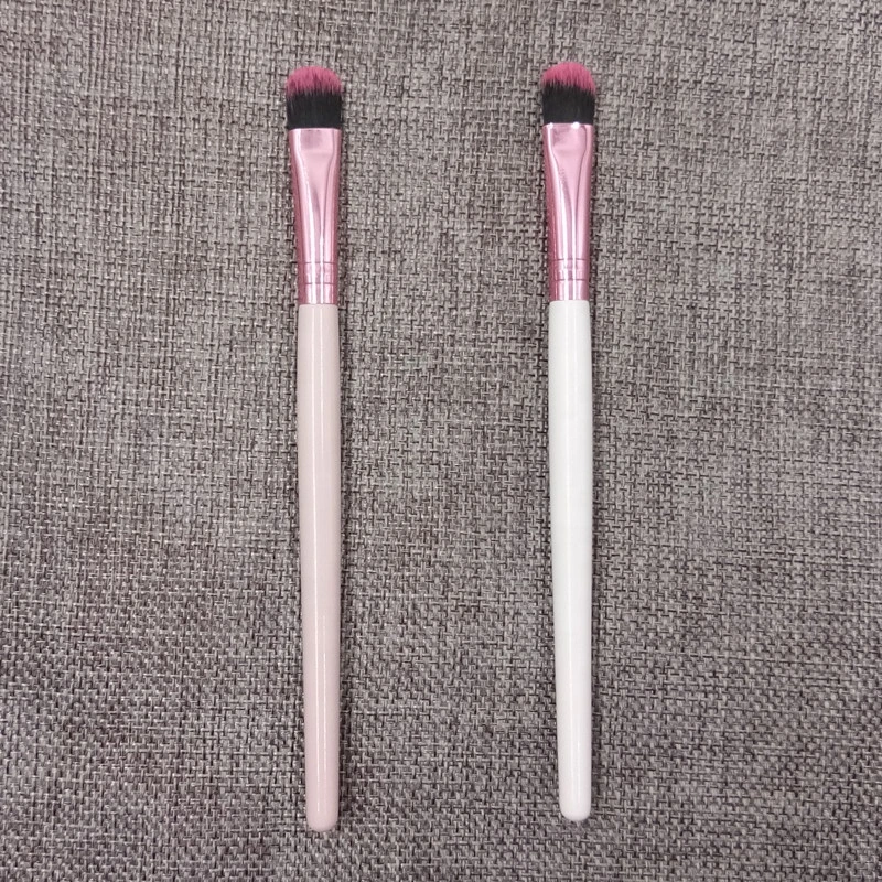 Pink White Cosmetic Eyeshadow Brush Vegan Nylon Fibre Single