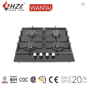 Venta caliente fogones Cocina integrada en el vidrio de 600cm Temperred 4 Burner estufa de gas