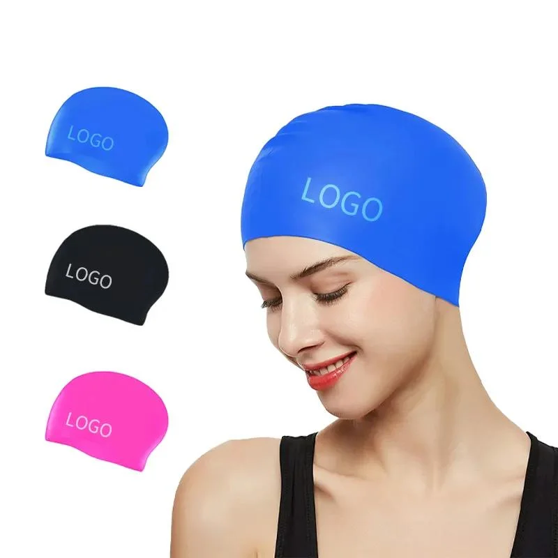 Bonnet de bain personnalisé avec logo OEM, style et couleur de casquette de bain en silicone pour enfants et adultes.