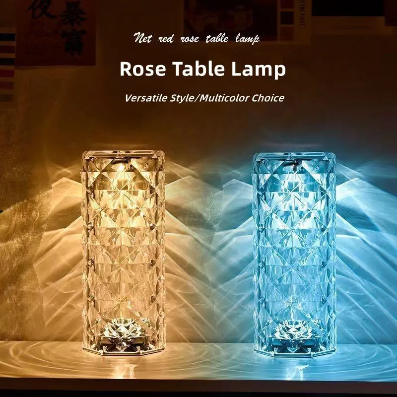 Home Dekoration Rose Crystal Touch Schreibtischleuchte mit Batterie-LED Tischleuchte