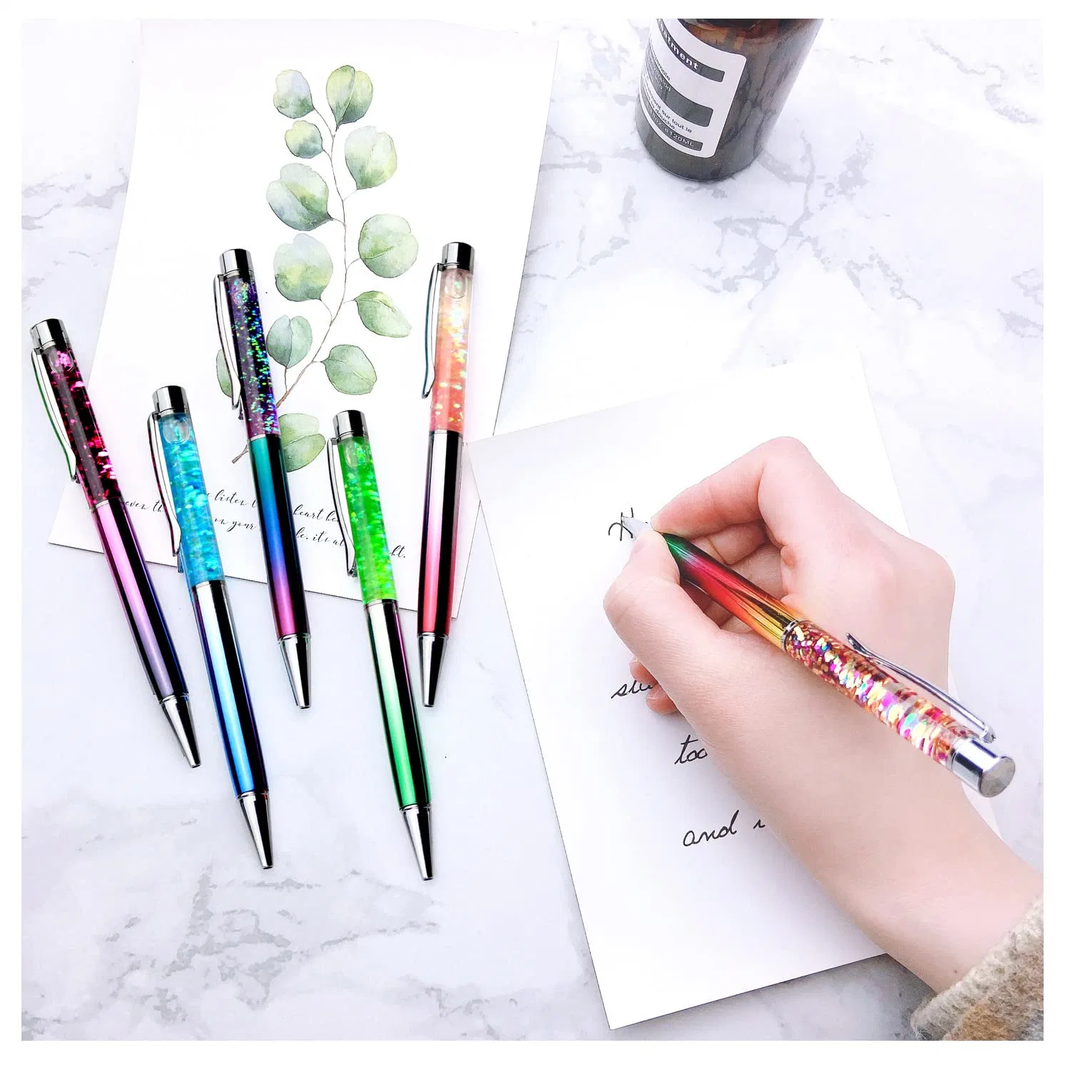 Metal Ballpoint Pens Metal Ball Pens Floating Glitter Dynamic Liquid Sand Pen for Office Supplies