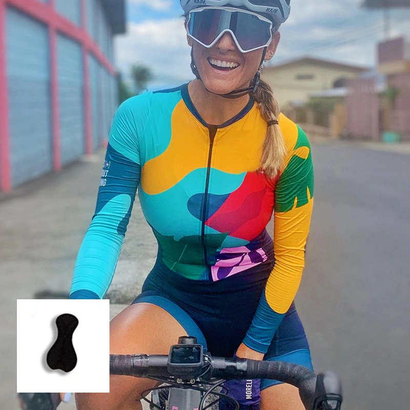 Women's Summer Long-Sleeved Triathlon Jumpsuit Outdoor Sports Wear Bike Mountain Bike Riding Wear