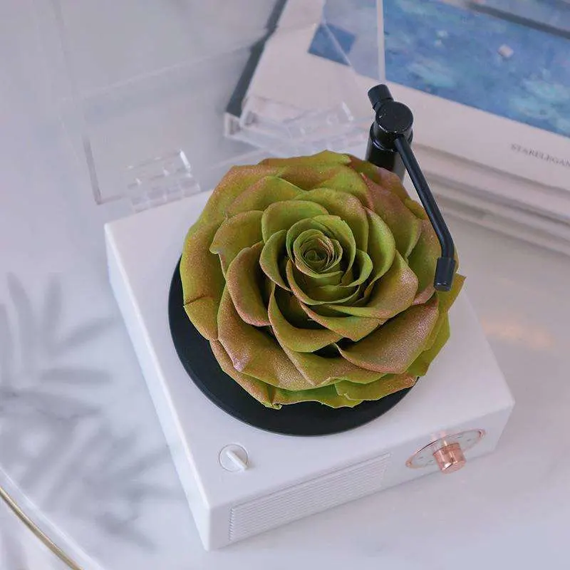 Artificial Flower Factory Wholesale/Supplier Austin Rose Flower Music Box Gift Fake Flowers Preserved Real Eternal Rose Rotating Gift Box