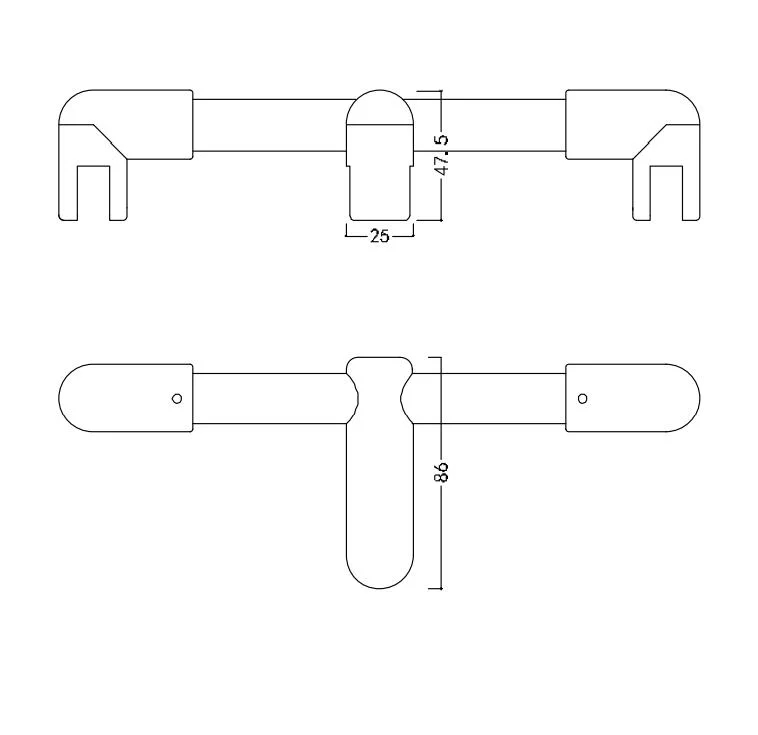 Fijación de conector de puerta de baño de cristal a pared en T de latón