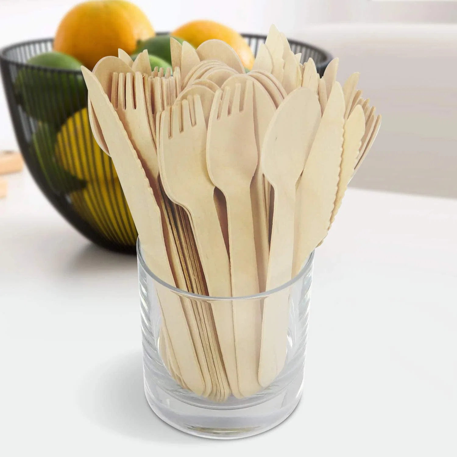 Natural Biodegradable Bulk Birch Tableware Set Wooden Spoon/Fork/Knife Cutlery