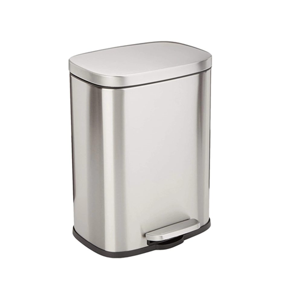 5 Liter / 1.3 Gallon Soft-Close, Smudge Resistant Trash Can with Foot Pedal - Brushed Stainless Steel, Satin Nickel