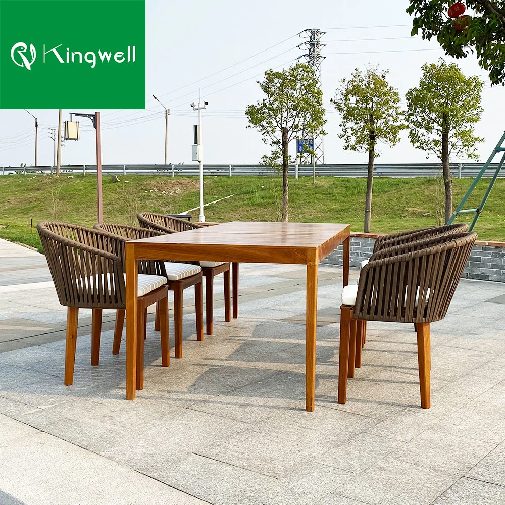 Mesa de jantar e cadeira moderna Teak Wood Outdoor Garden Furniture Pátio de móveis de madeira exterior