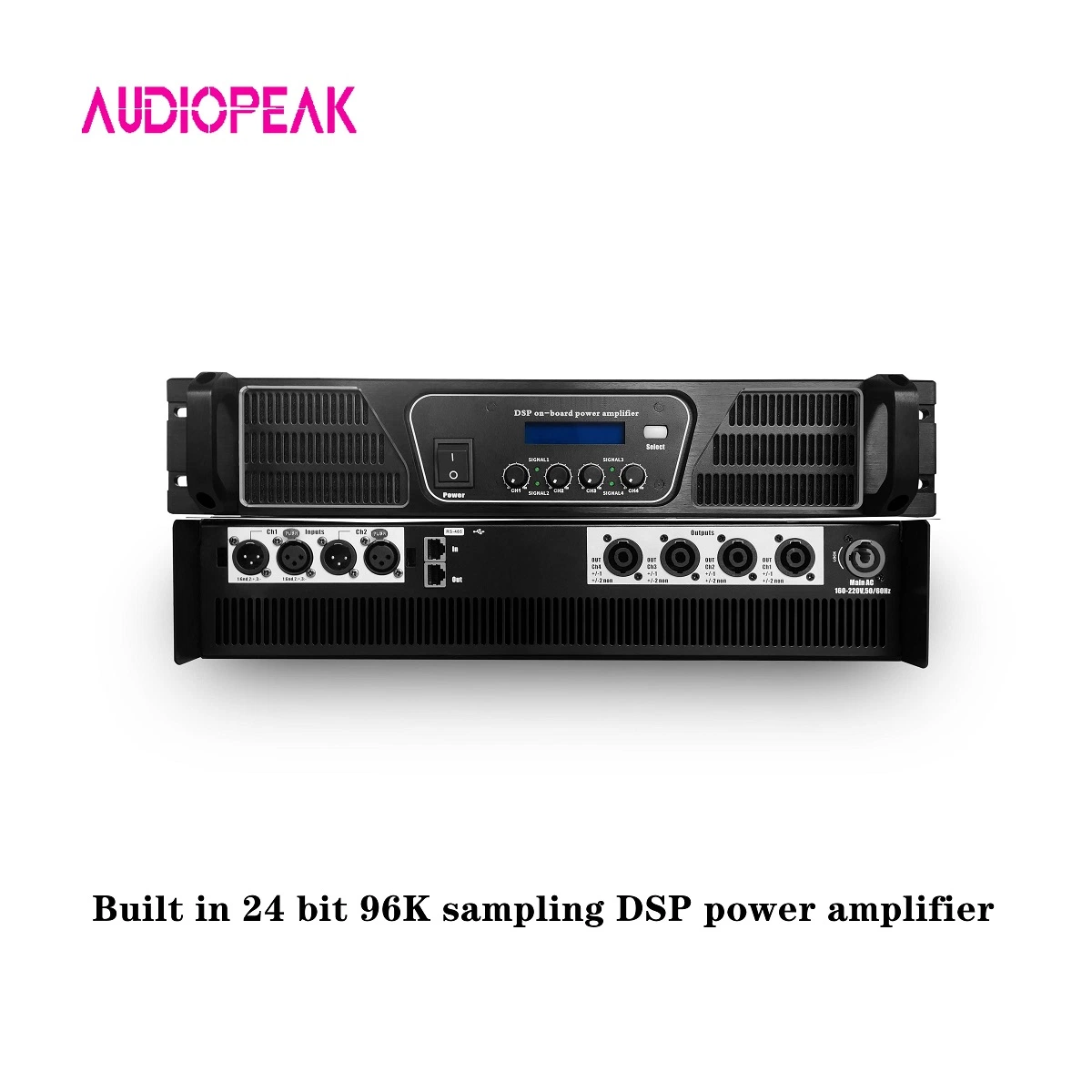 AUDIOPEAK DSP4,16 1000W RMS (2500 X 4) Amplificador de potencia de 4 canales para uso profesional o DJ