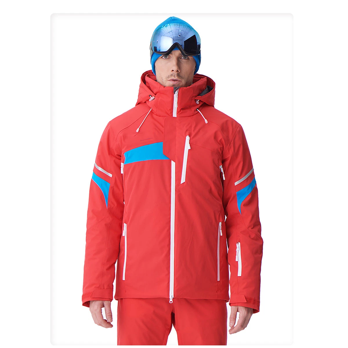 Chaqueta de traje de esquí de snowboard impermeable de invierno hecha a medida para hombre con Sudadera con capucha