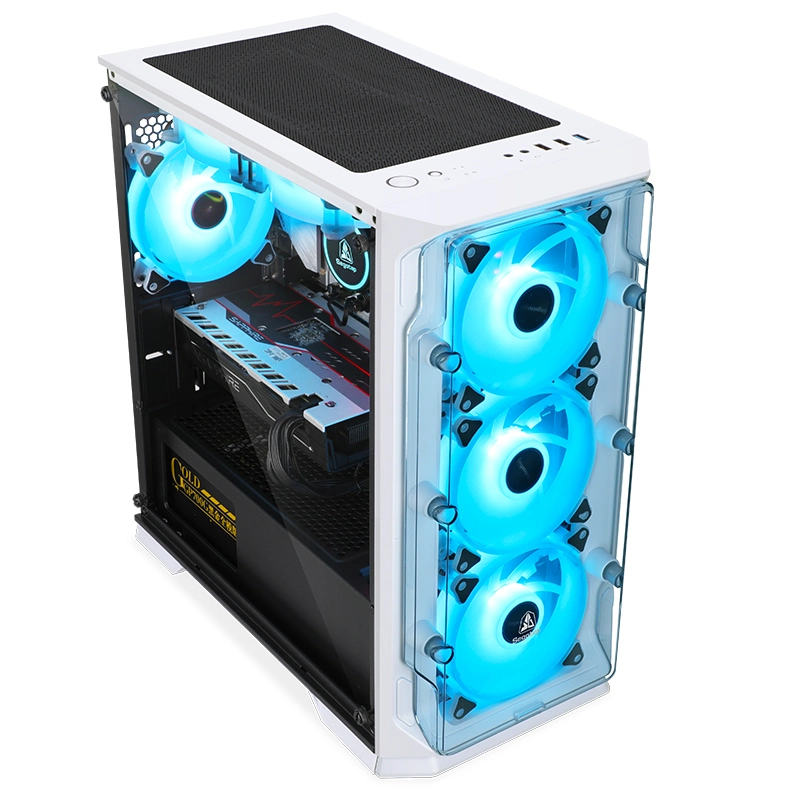 Mallette de PC de jeu mATX micro avec ventilateurs avant de 240 mm, panneau latéral et avant en acrylique, port d'E/S USB 3.0, filtre anti-poussière de l'aimant, 0,6 mm de cc, boîtier de bureau