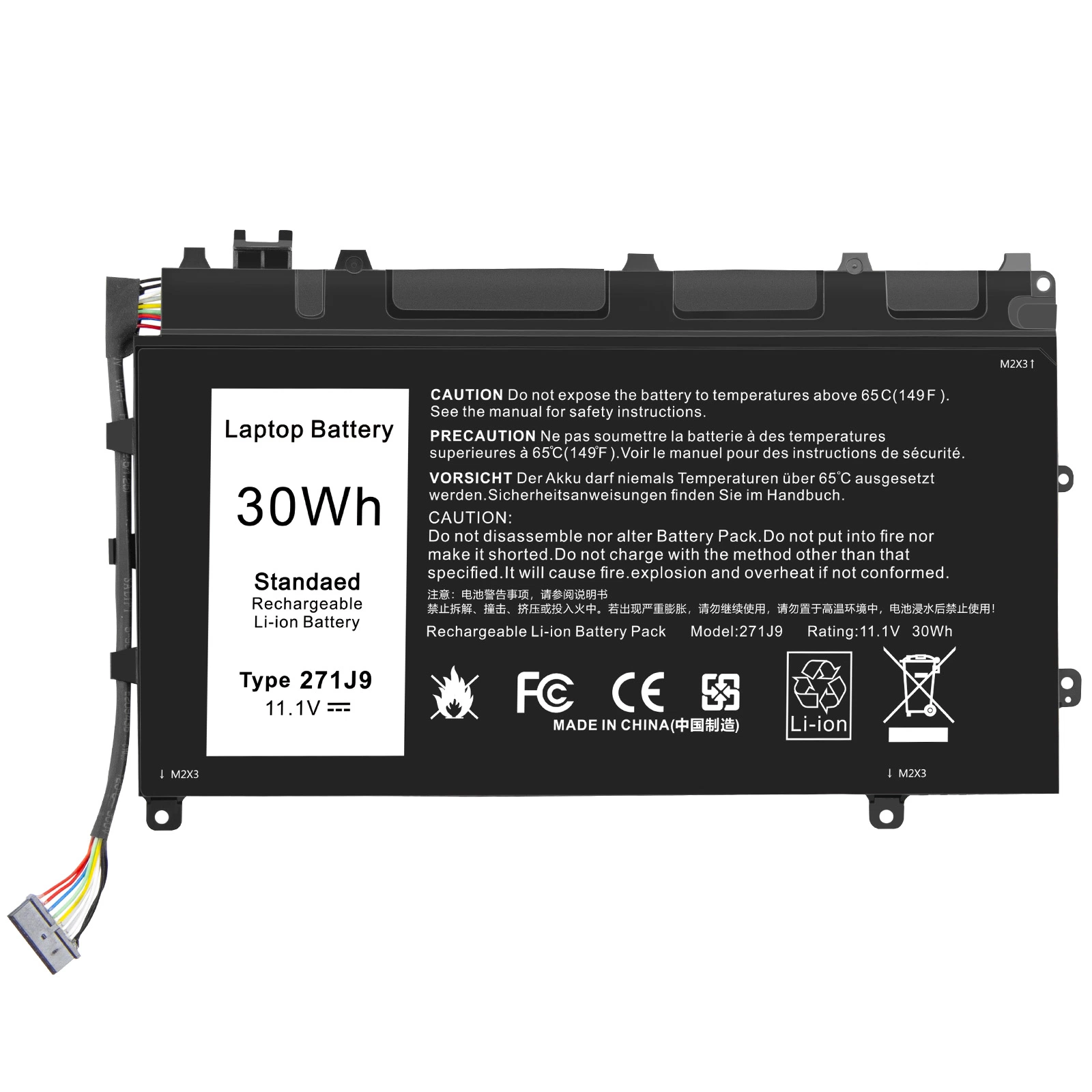 New 271j9 Internal Polymer Laptop Battery for Latitude 13 7350 11.1 30wh Yx81V Mn791 DELL