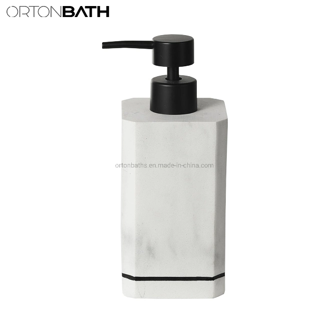 Ortonbath Custom Resin Bathroom Set Lotion Dispenser Soap Dish Tumbler Bathroom Accessories Set Marble White Resin Bathroom