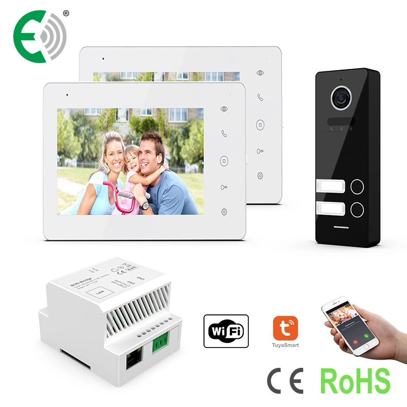 2-Hilo IP/WiFi 7"HD Pantalla táctil de automatización del hogar Videoportero Intercomunicador