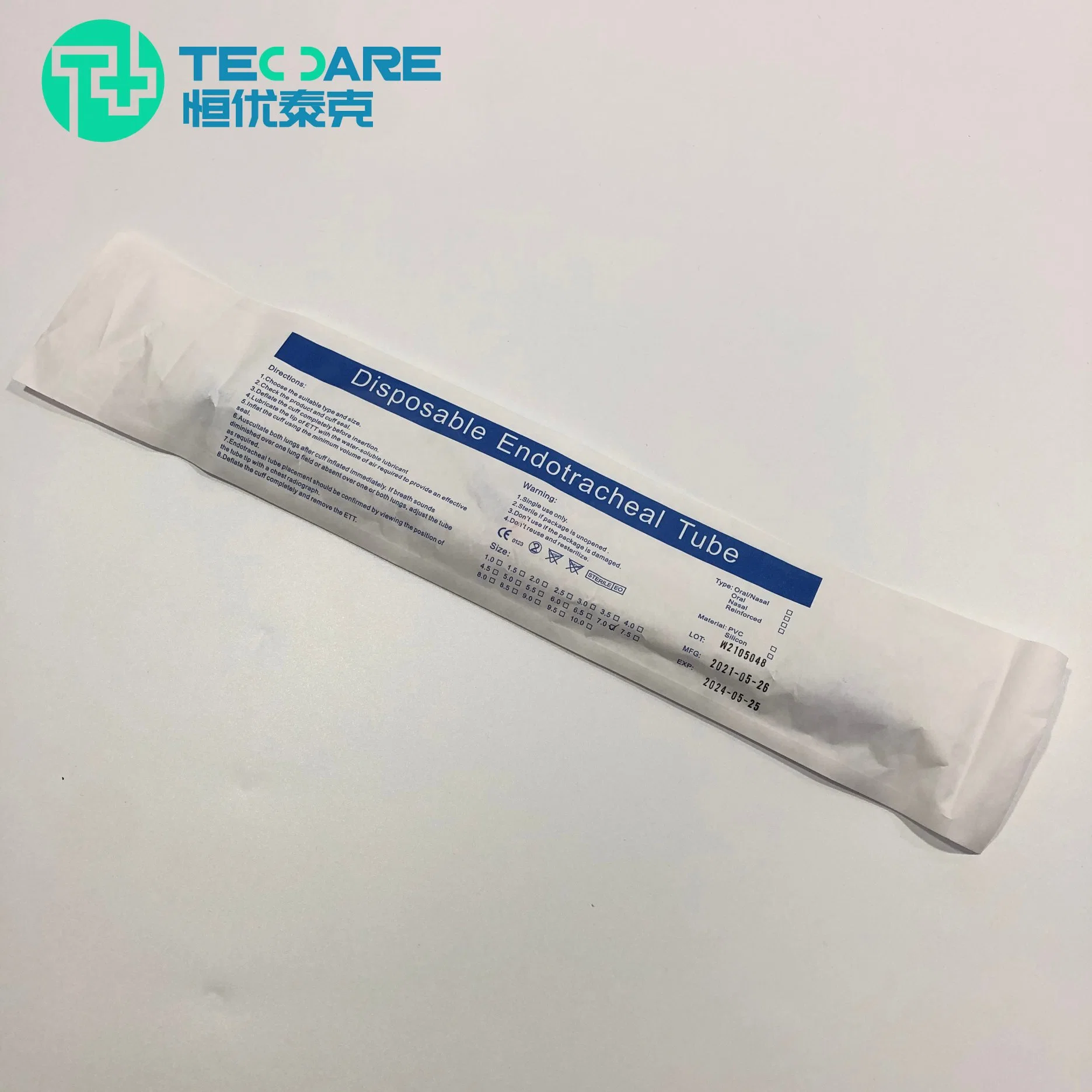 Disposable Nasal Oxygen Low Profile Cuff Reinforced Endotracheal Tubes