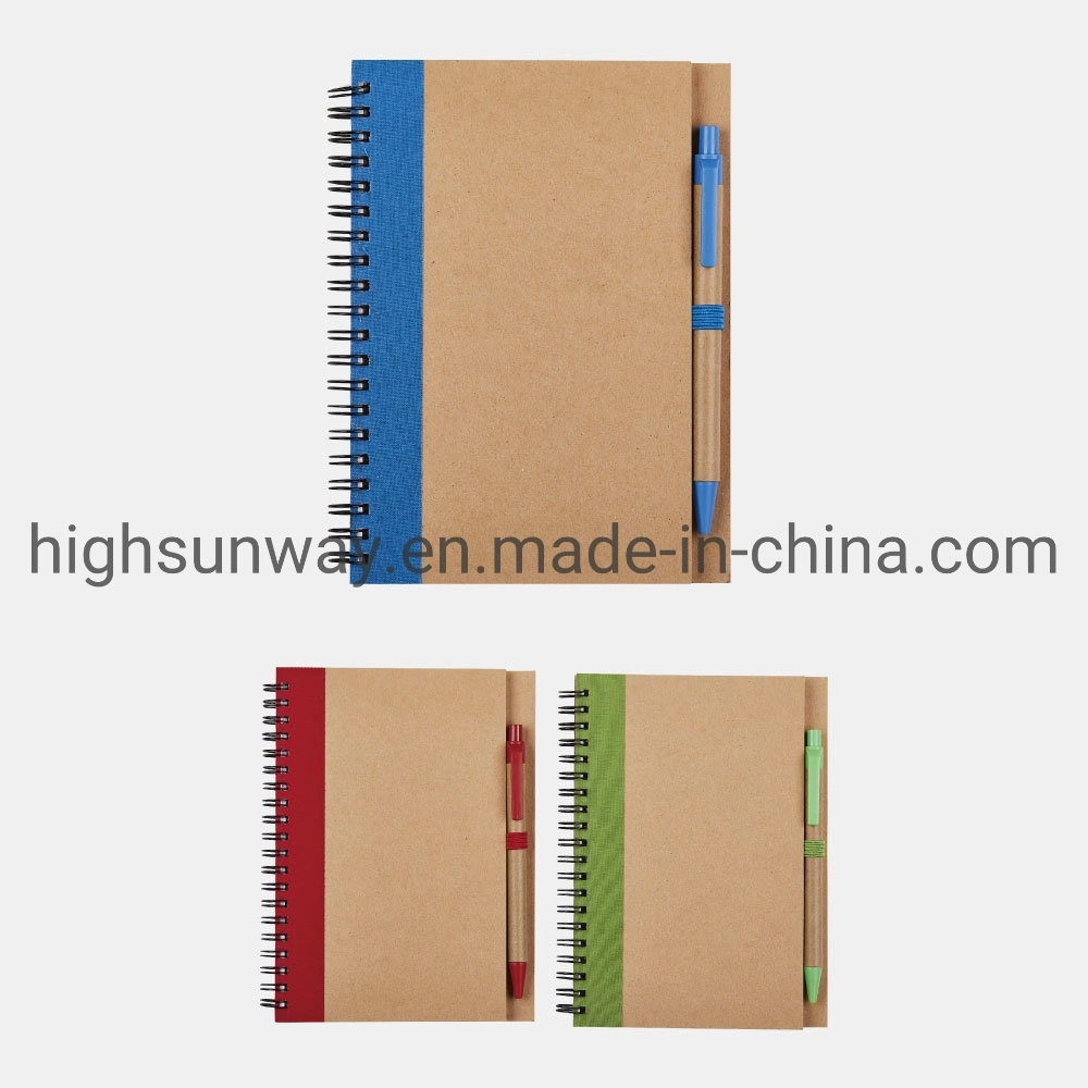 Hot Selling Eco-Friendly Spiral Notebook with Pen