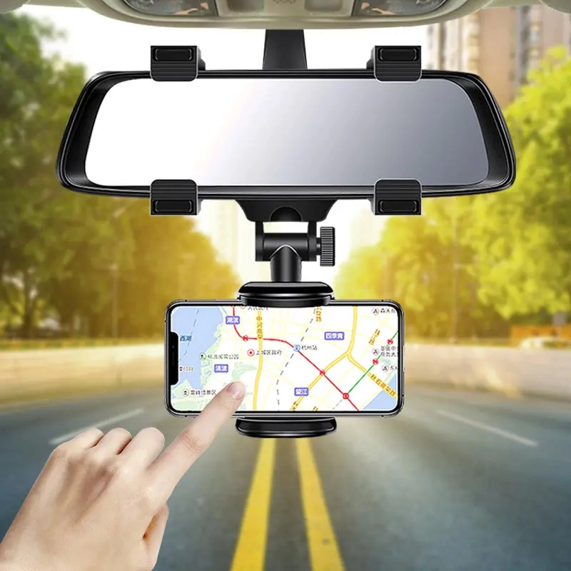 Rearview Mirror Phone Holder for Car Mount Phone and GPS Holder Universal Rotating Adjustable Telescopic Car Phone Holder