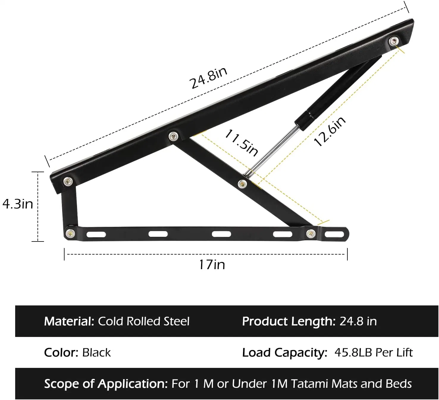 Cama de 90cm Elevador neumático de hardware para los muebles Sofa cama la colocación de muebles