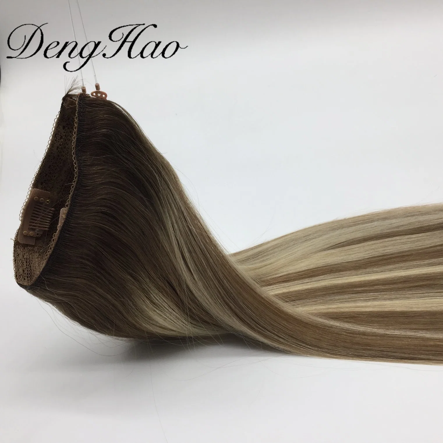 Original Factory 100% Brazilian Remy Russian European Hair Double Drawn Halo in Hair Extensions