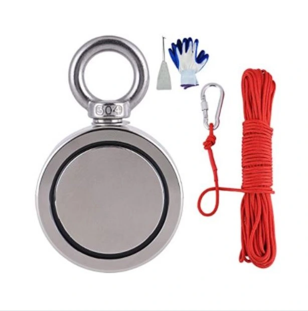 500lbs Pulling Force Magnet Fishing Kit with Rope, Carabiner, Threadlocker Grappling Hook