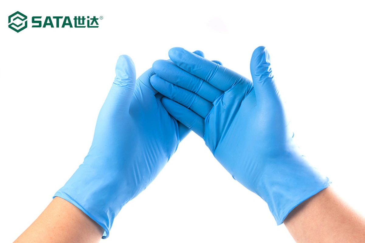 SATA PPE (Apex Tool Group) Blue Powder Free Waterproof Nitrile Disposable Gloves