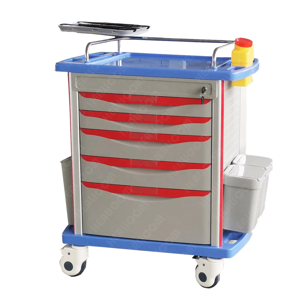Hospital Furniture ABS Plastic Medical Cart Emergency Treatment Trolley