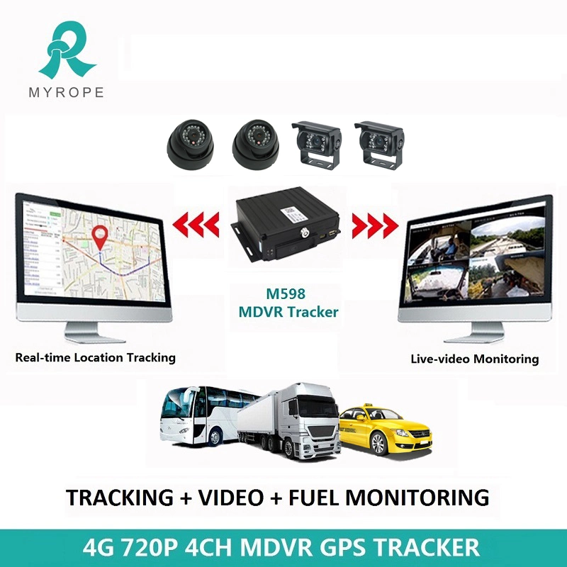 4G el vehículo de GPS DVR 4 canales de monitorización de vídeo HD directo en tiempo real de Monitor de coche GPS Cámara Móvil Digital Video Recorder