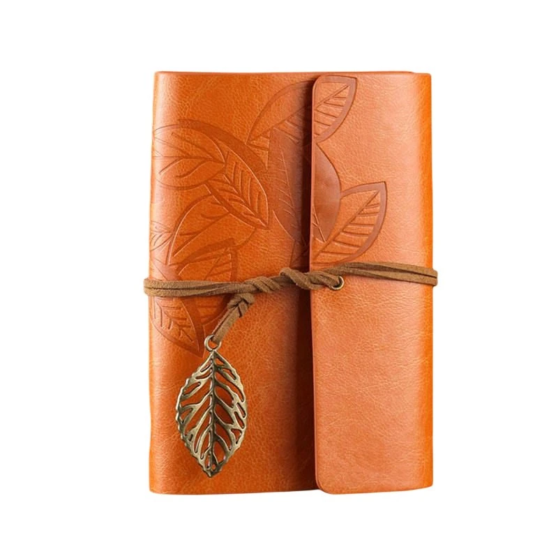 Caderno personalizado em pele PU Emboss Butterfly - Leaf notebook para viajantes Bloco de notas diário