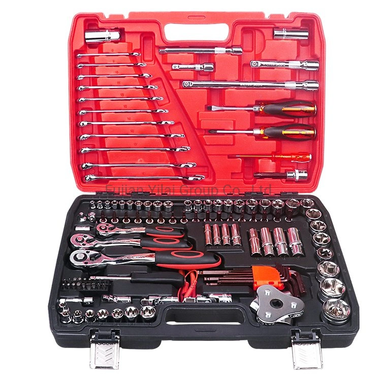 121PCS Kit Auto Reparatur-Sockets Set Hand-Tool-Sets Kombination Steckschlüsselsatz mit Kunststoffkiste