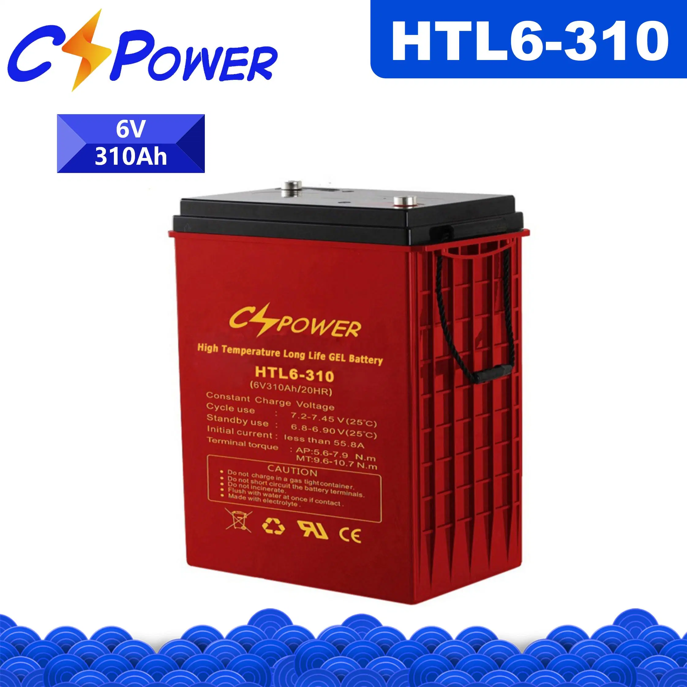 Cspower Battery Htl 6V310ah High-Temperature-Deep-Cycle-Gel-Battery for Solar/UPS/System/Battery-Charger/Power-Supply/Electric-Vehicle-Battery