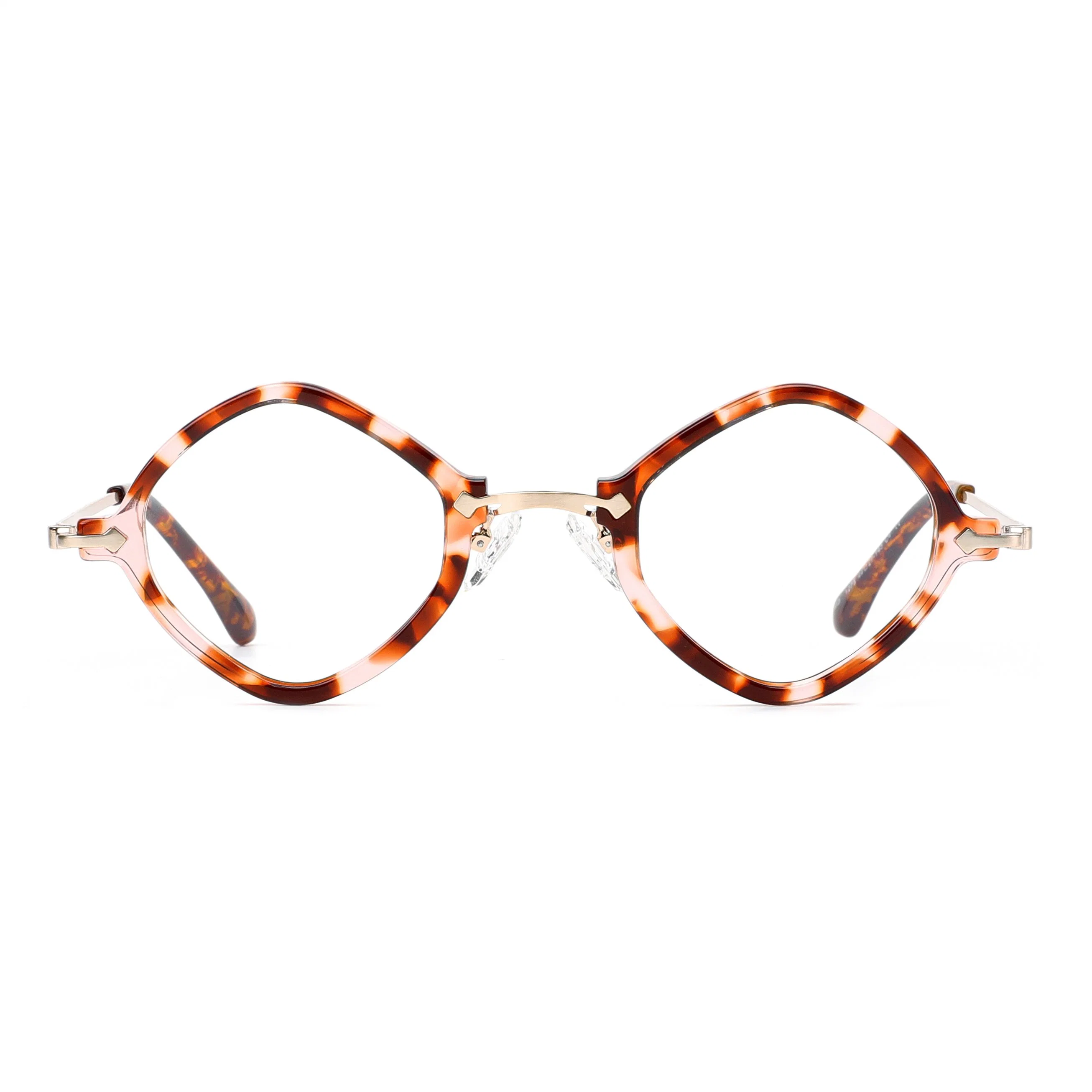 Custom Wholesale New Fashion Colorful Metal Temple Eyeglasses Female Men CE Optical Frame