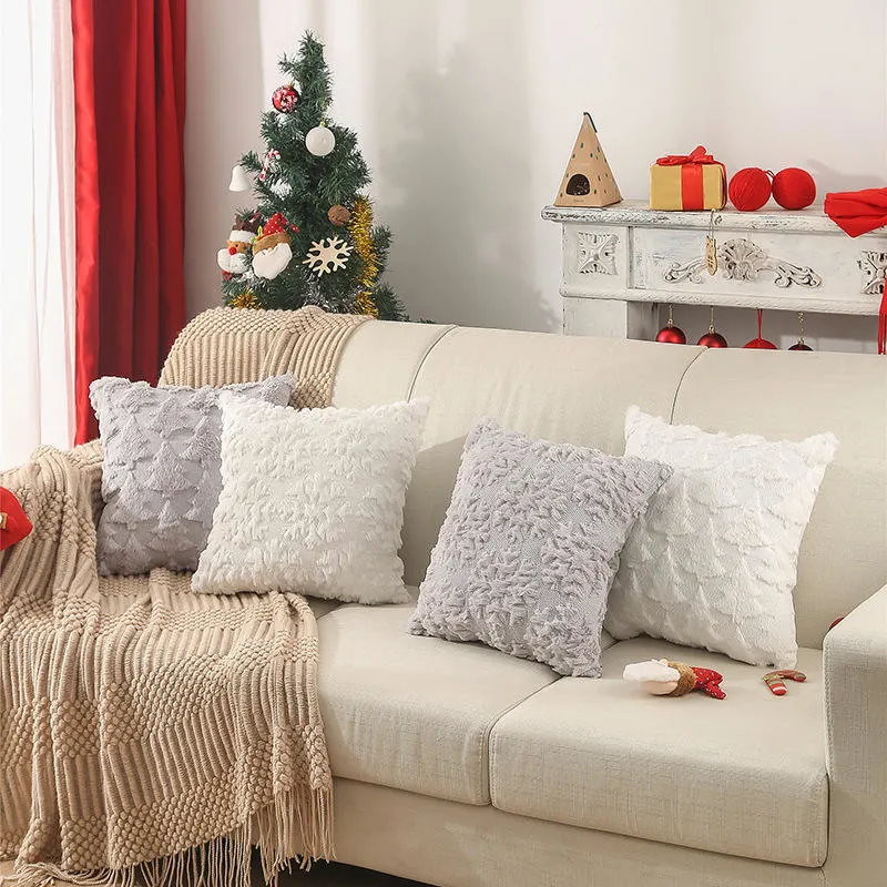 New Christmas Pillow Quilted Embroidery Nordic Minimalist Home Sofa Cushion Sets PV Plush Pillow Covers