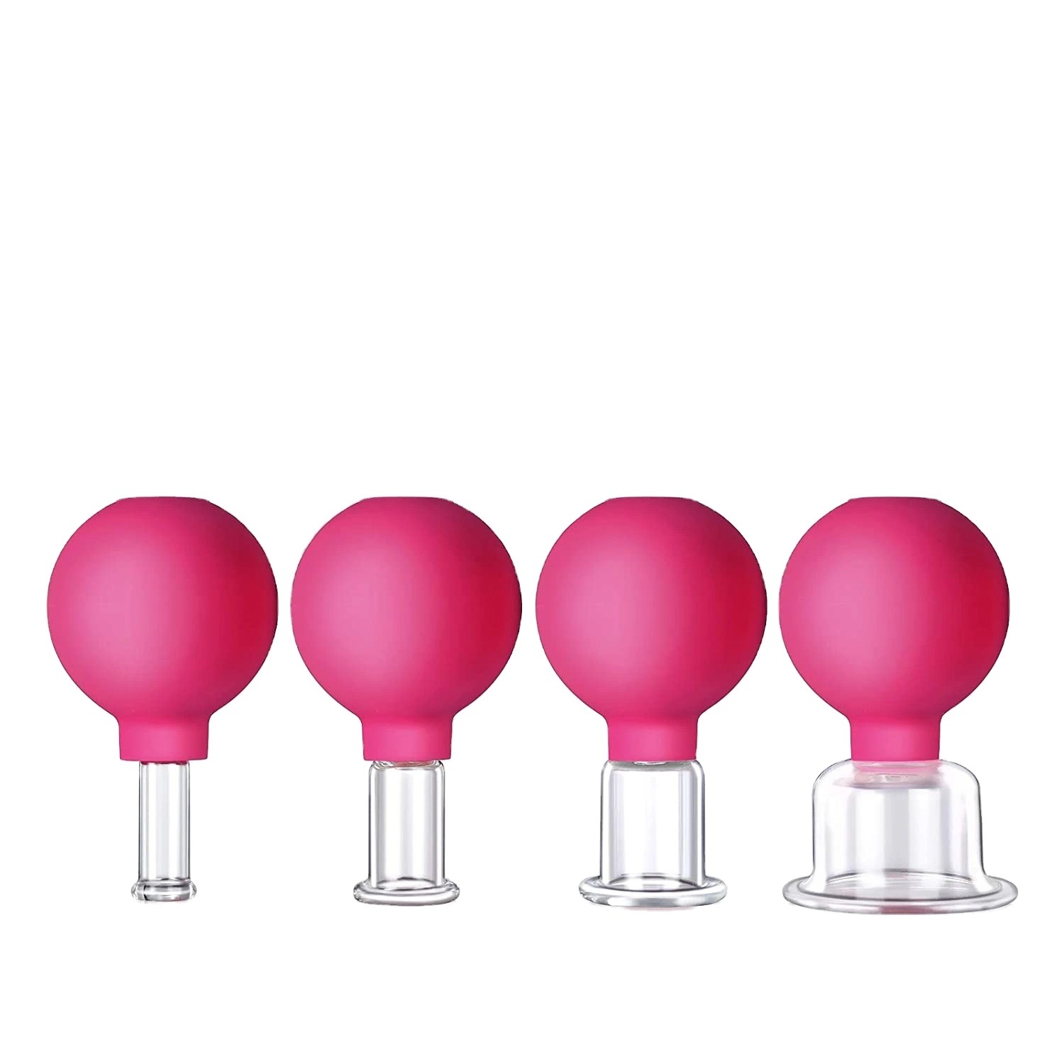 4 PCS Glass Facial -Silicone Vacuum Suction Massage Therapy Cupping Set