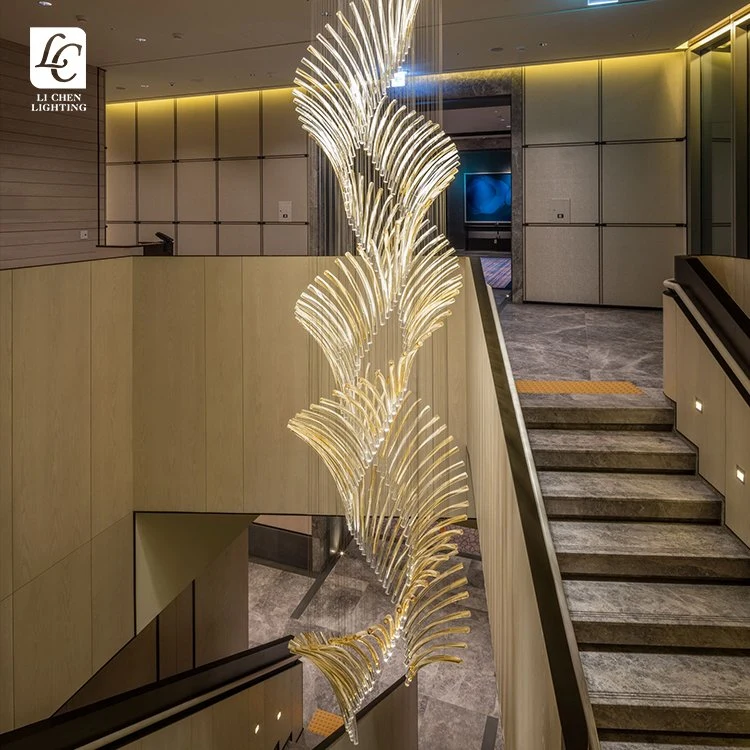Luxus Kronleuchter moderne lange Glas Anhänger Licht Treppenhaus Beleuchtung für Hohe Decke