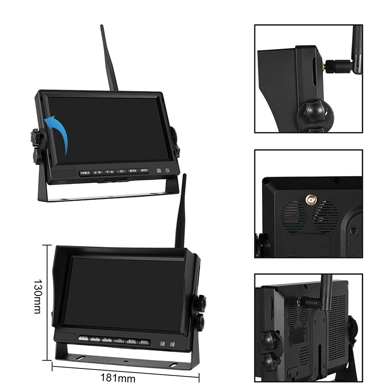 4CH Ai Bsd Système de caméra de recul sans fil pour voiture avec 4 caméras et un moniteur DVR de 10,1 pouces pour camion RV chariot élévateur.