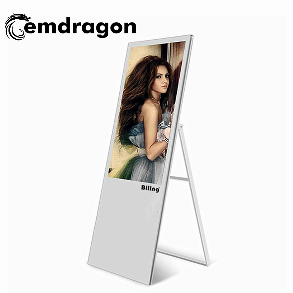 2019 New White Color 43 Inch Ultra Thin Portable Advertising Screen Floor Stand LCD Digital Signage