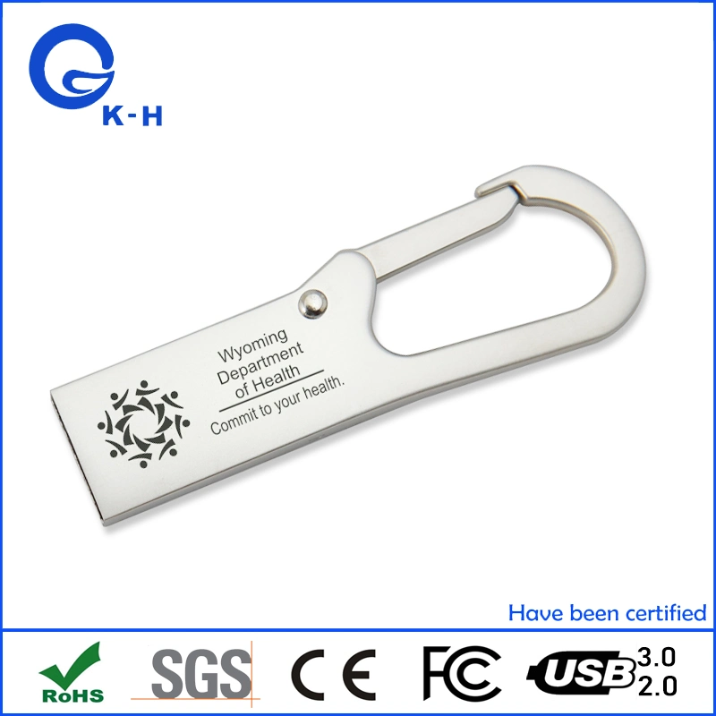 Benutzerdefinierte Logo Hook Form Metallic USB-Flash-Laufwerk Schlüssel