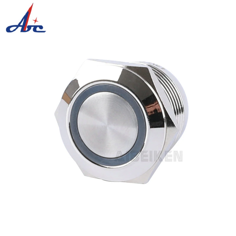 Low Voltage Push Button Switch 19mm Flat Head Momentary Ring LED Brass Nickel Metal Switch Button Cheap Waterproof