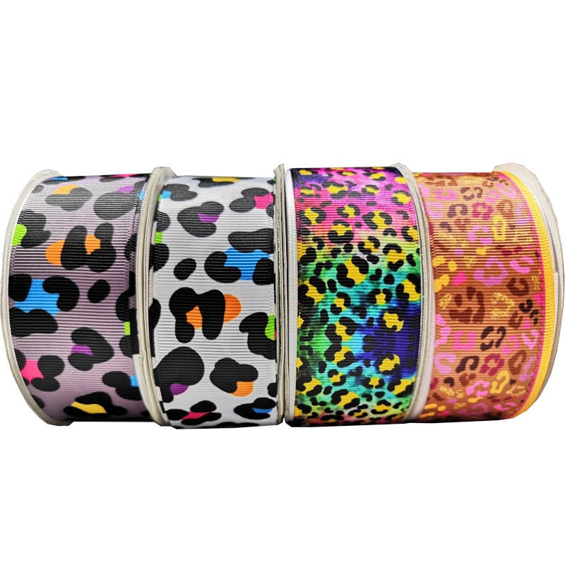 Wholesale/Supplier Price Liston Cintas Transfer Leopard Cow Print Polyester Grosgrain Ribbon for Hair Bow DIY Crafts Handmade Accessories Ribbon