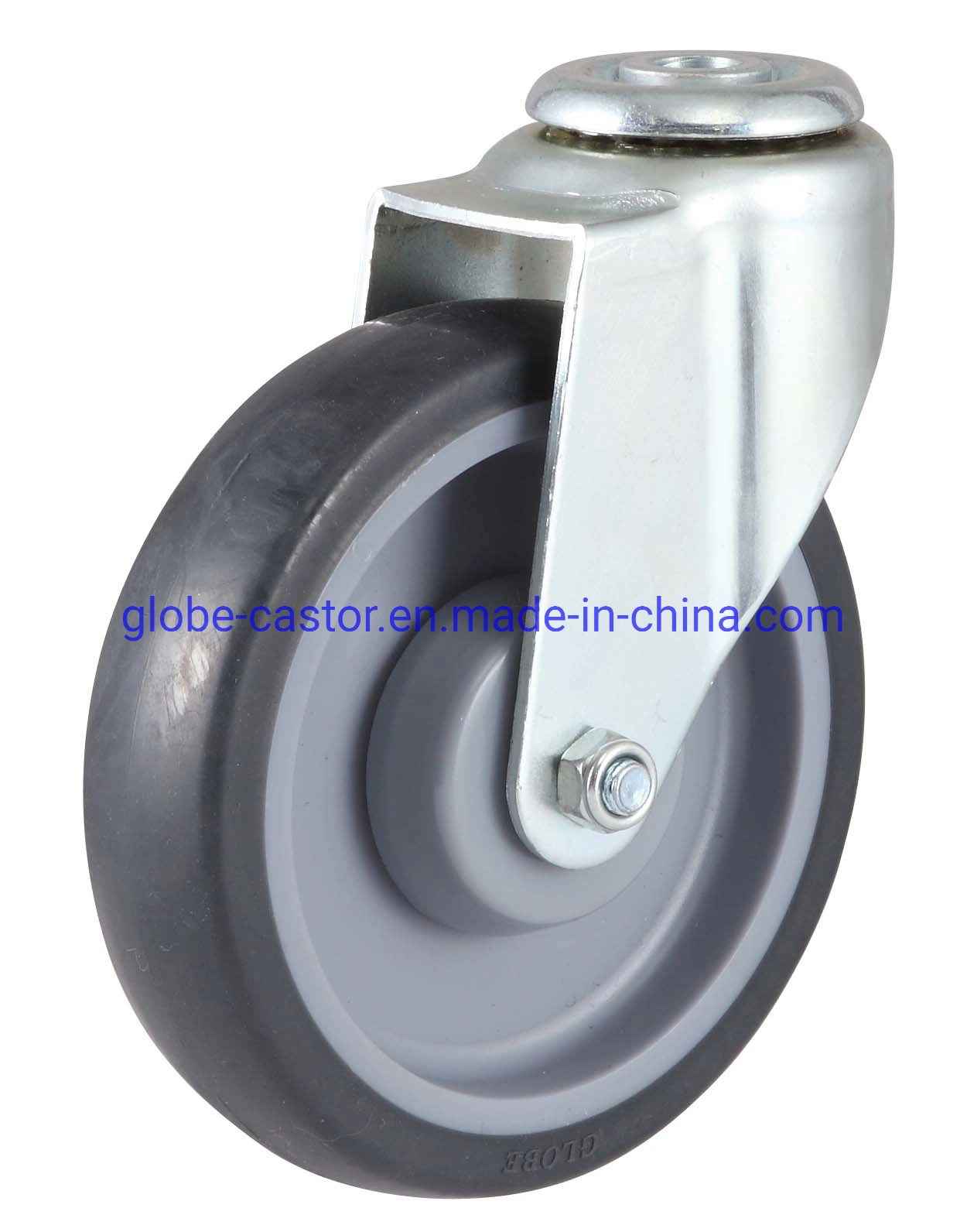 3-5 Inch Medium Light Duty TPR Supermarket Caster Top Plate/ Bolt Hole Wheel