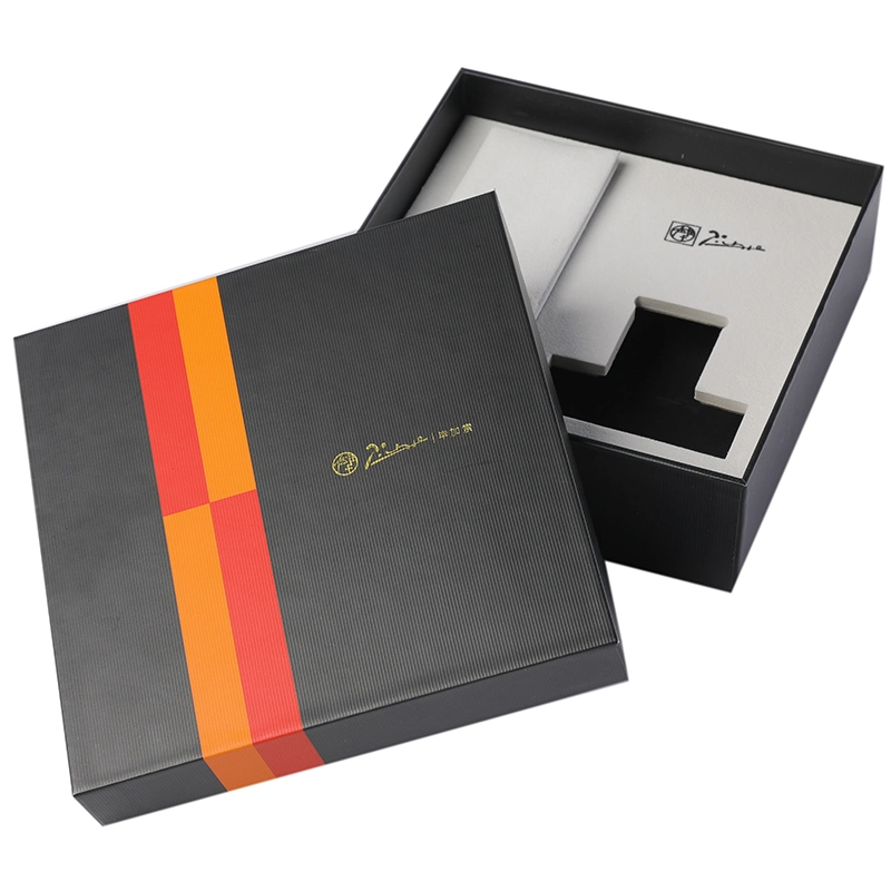 Benutzerdefinierte Bändchengriff Black Cup Verpackung starre Geschenkbox mit Schwarzer Schaum