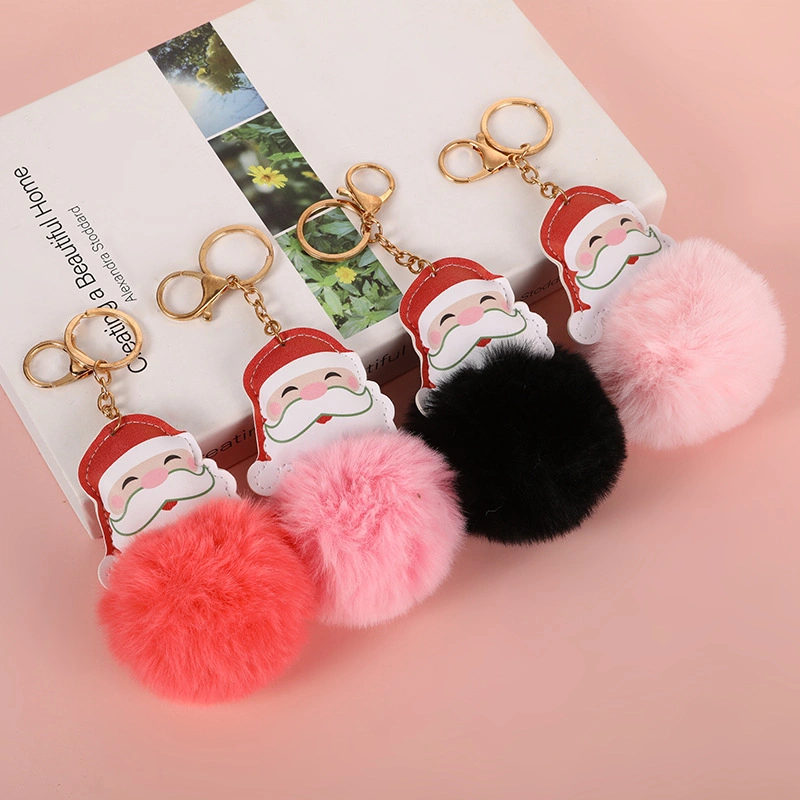 Navidad estilo Furball PU Plush Joyería llavero colgante