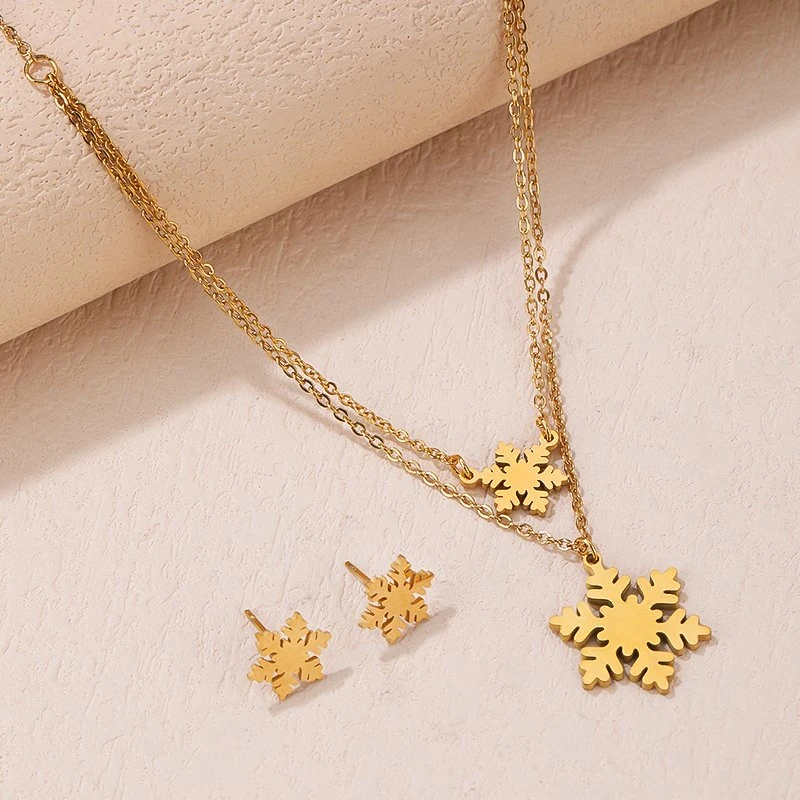 2023 New Arrival Jewellery Steel Earring Necklace Set with Snowflake Women Accessories