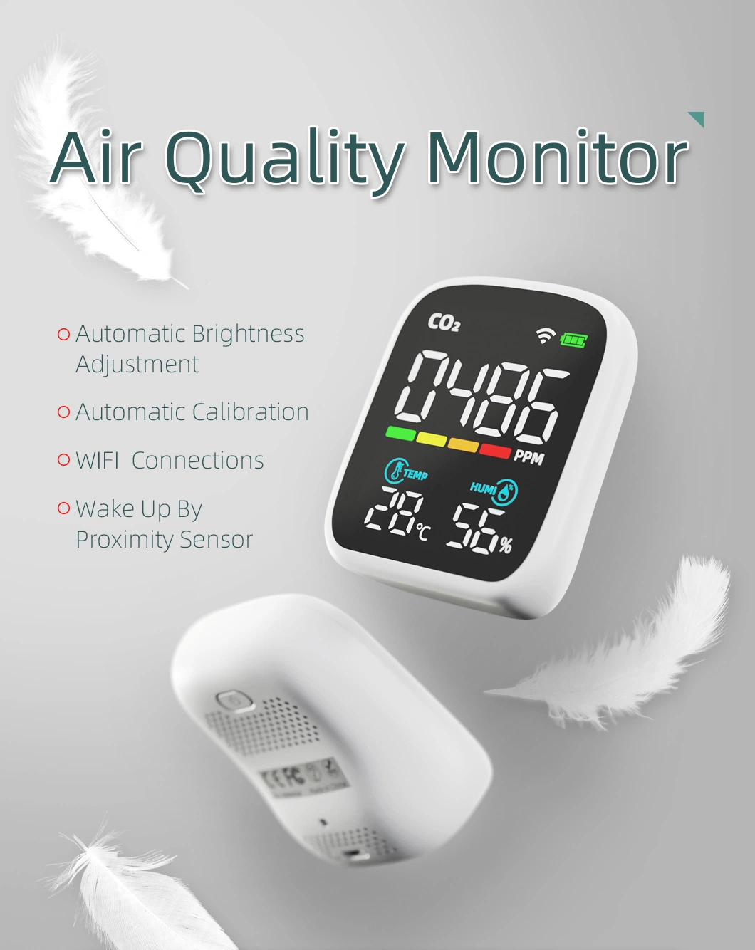 Digital WiFi Portable CO2 Meter with LCD Display with Tuya APP