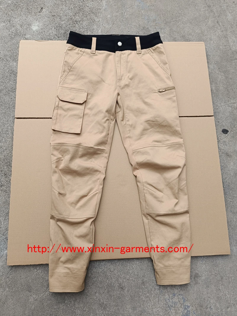 Multi Pocket Mens Causal Bulk Cargo Pants Khaki Cotton Workwear Mens Cargo Pants (W2317)