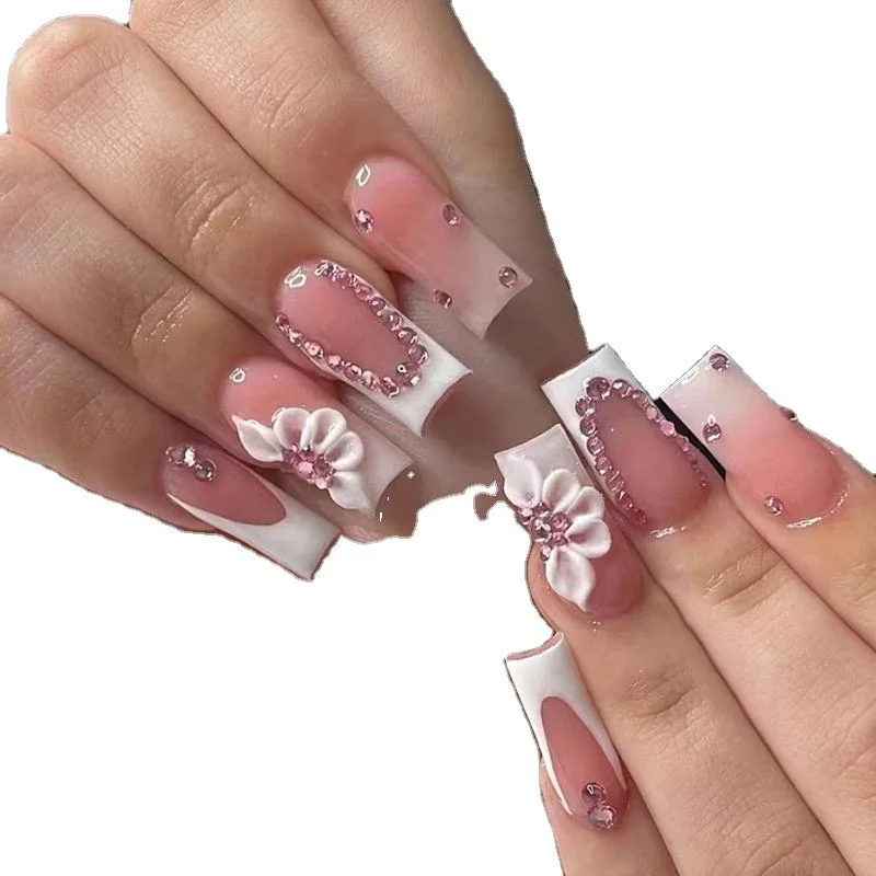 Diamond Shinning Handmade False Nails with Decorations for Women