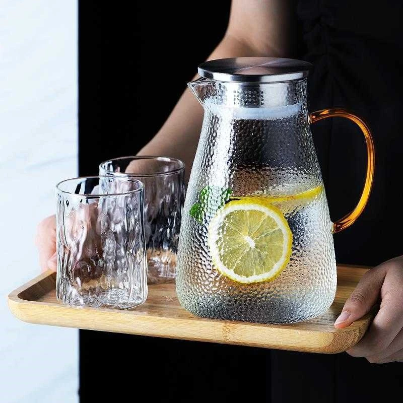 High Quality Transparent Glass Carafe Water Pitcher Unique Glass Pitchers Water Jug