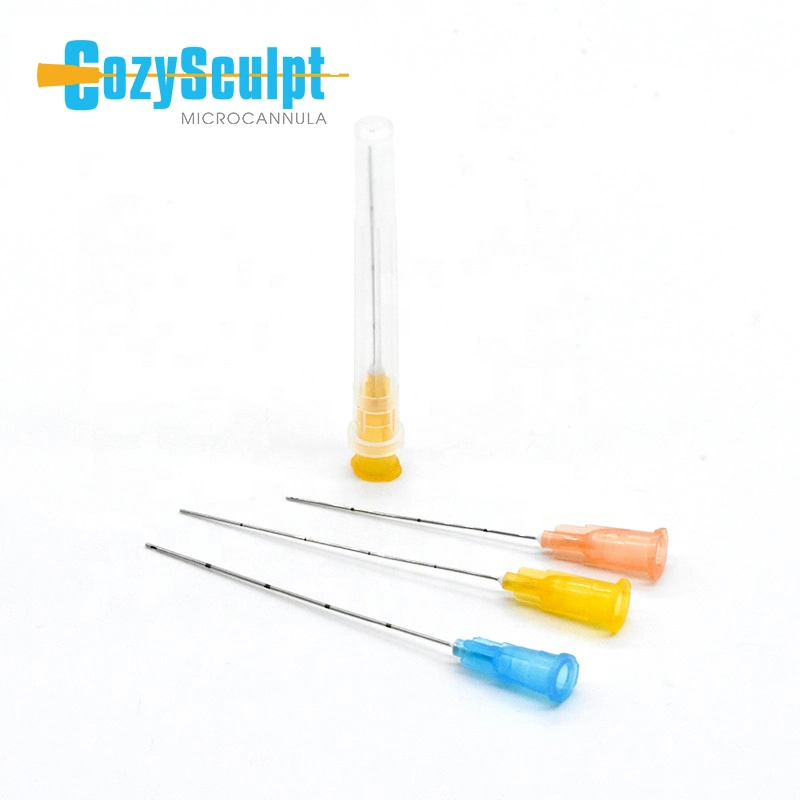 Aguja de jeringa desechable Cozysculpt 18 22 25 calibre Lip Eye Cánula para el relleno de trught lacrimal