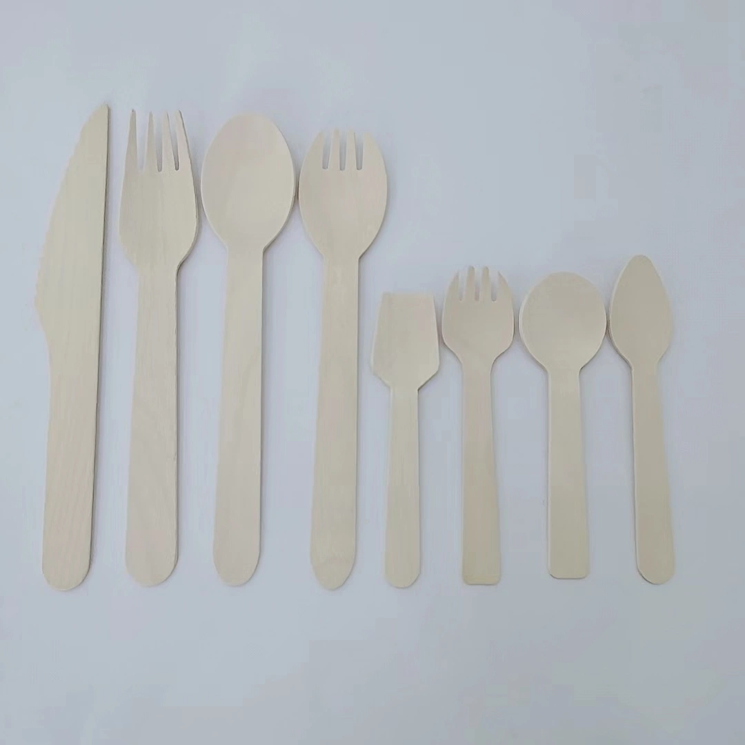 Nuevo diseño de tenedor y cuchara de madera ecológicamente degradables menaje de cocina de Shandong China