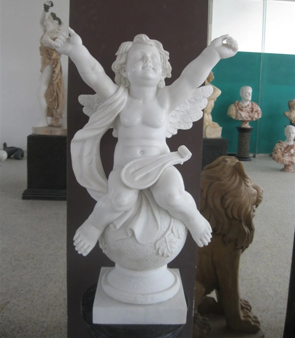 Lovely Little Angel Figure Statue Marble Stone Sculpture (SYMS-179)