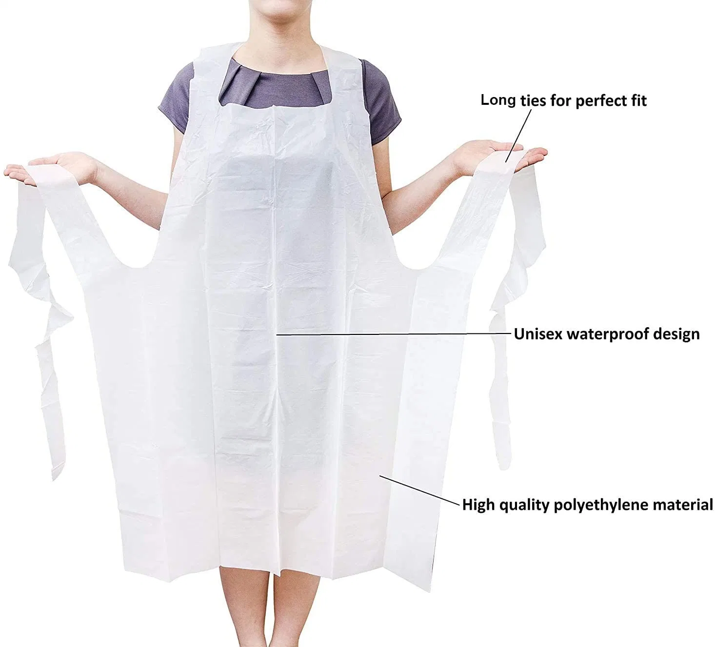 Transparent Disposable Bib Apron, Poly Apron Flat Packing